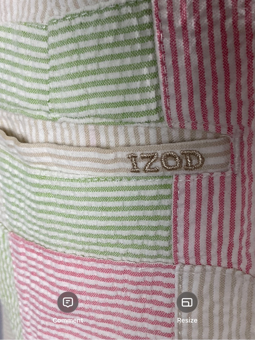 IZOD Golf Patchwork Seersucker Shorts | 100% Cotton | Pastel Pink Green | Size 6 - Picture 7 of 16